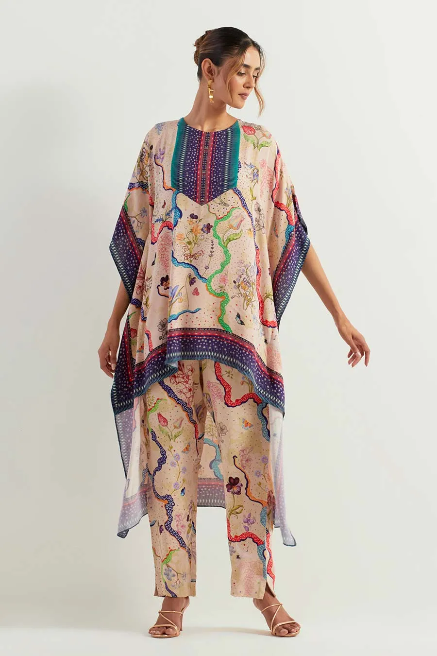 Eclectic Printed High-Low Tunic & Pants Co-Ord Set