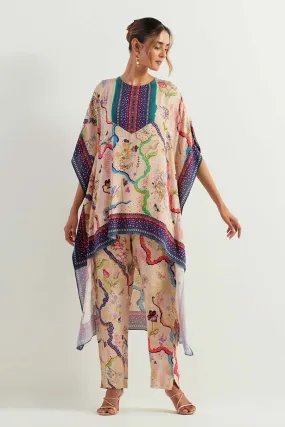 Eclectic Printed High-Low Tunic & Pants Co-Ord Set