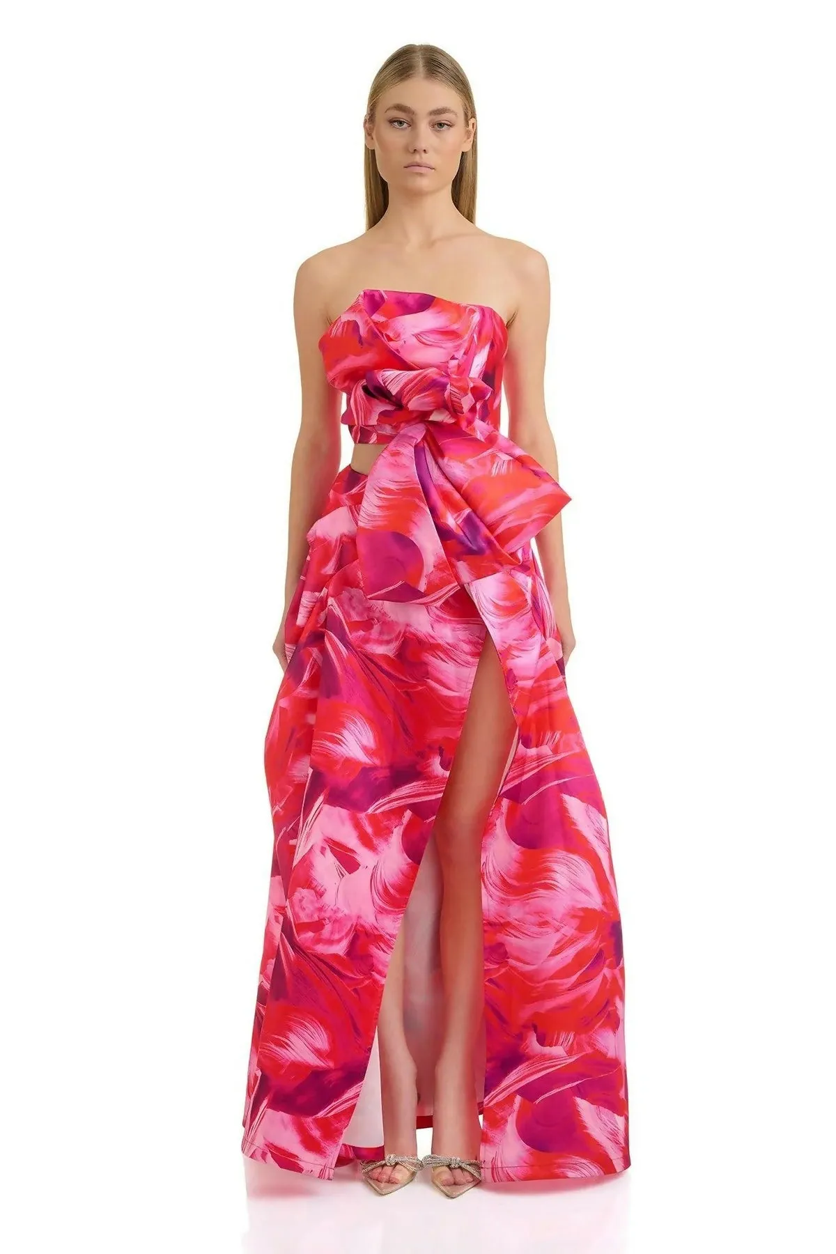 Eliya The Label Zabana Crop and Capri Skirt Set Pink Multi Size XS/ AU 6