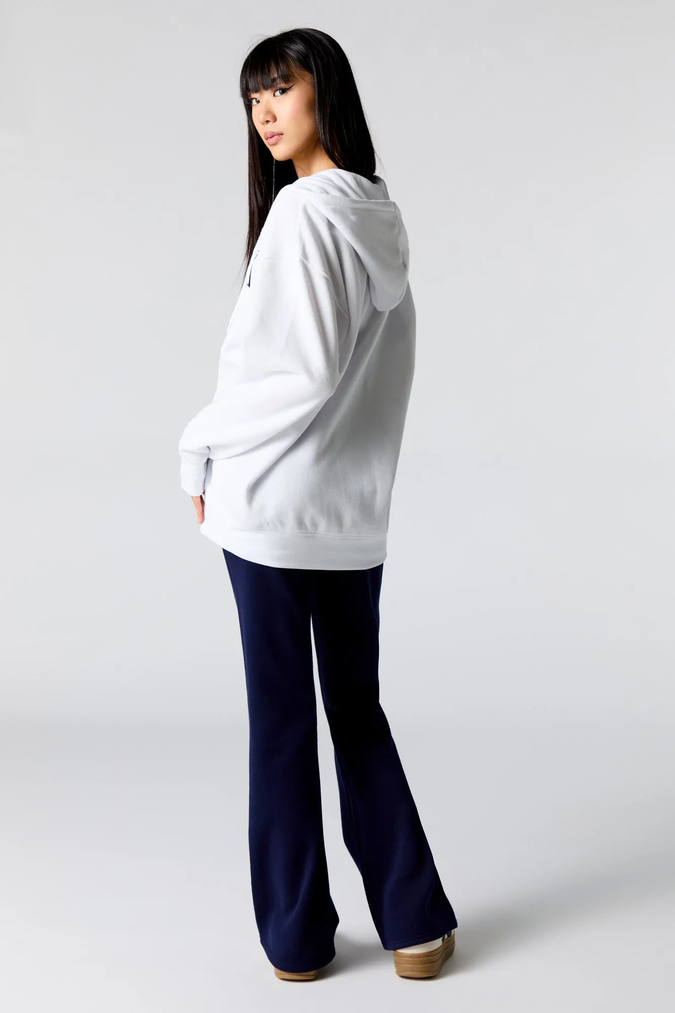Embroidered Fleece Flare Sweatpant