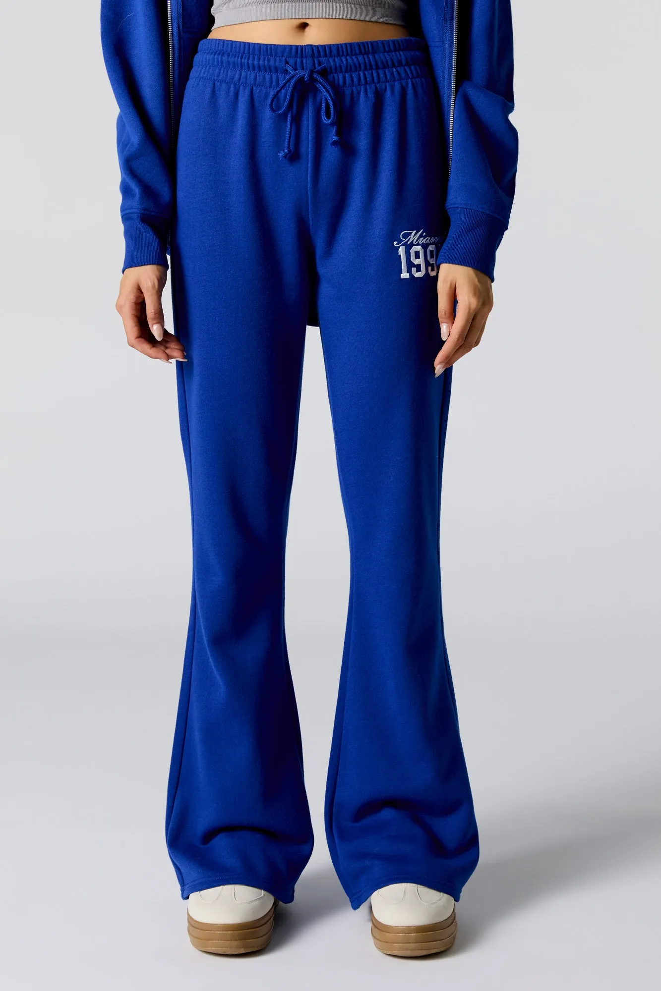 Embroidered Fleece Flare Sweatpant