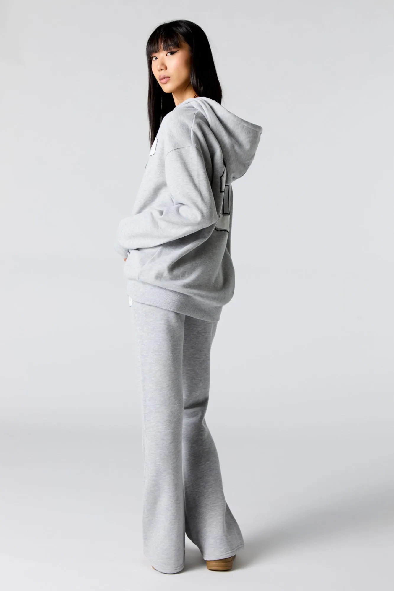 Embroidered Fleece Flare Sweatpant