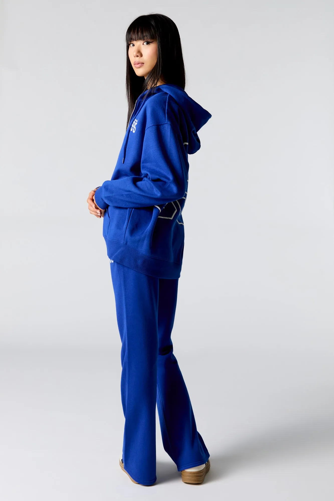 Embroidered Fleece Flare Sweatpant