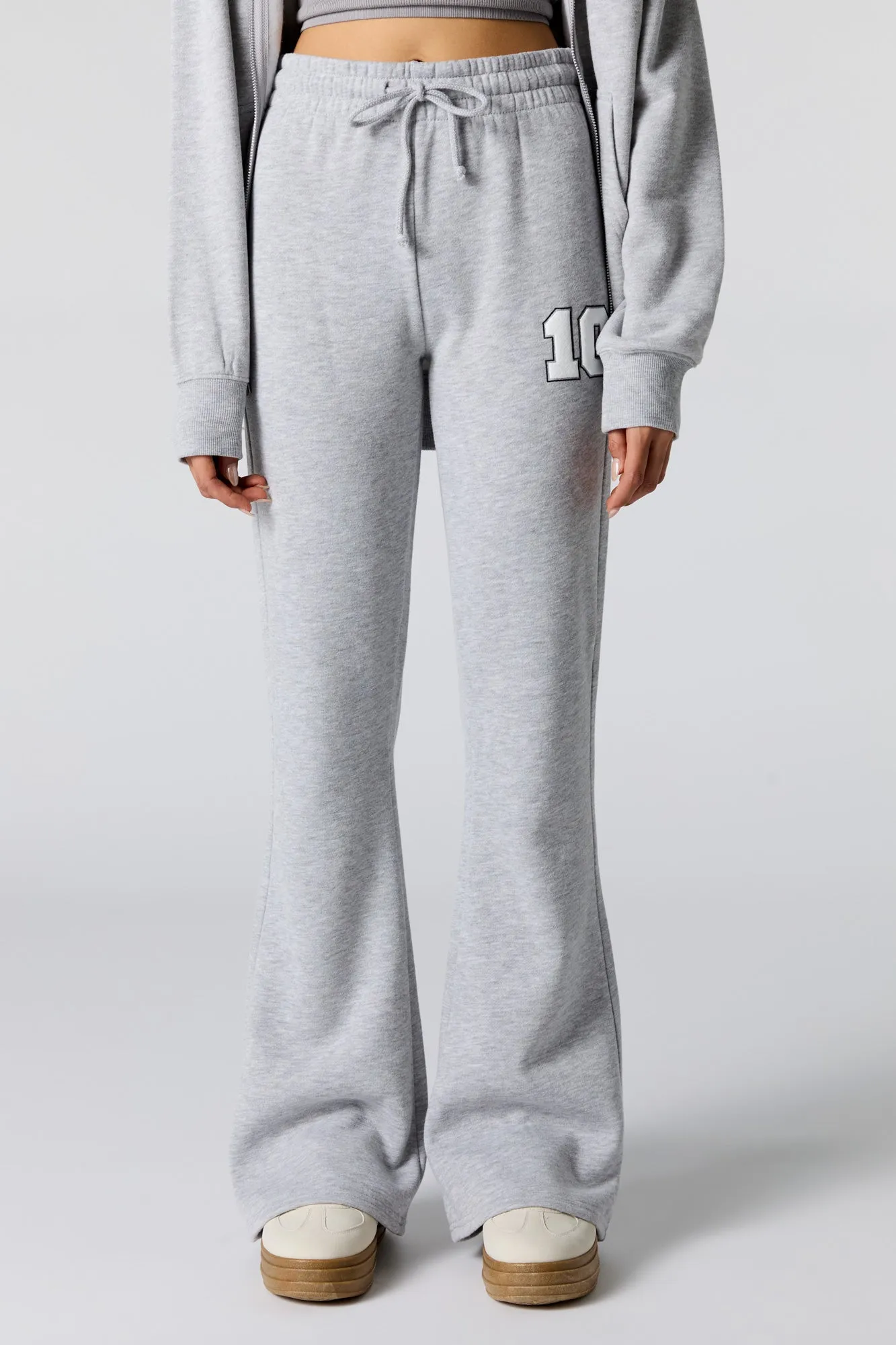 Embroidered Fleece Flare Sweatpant