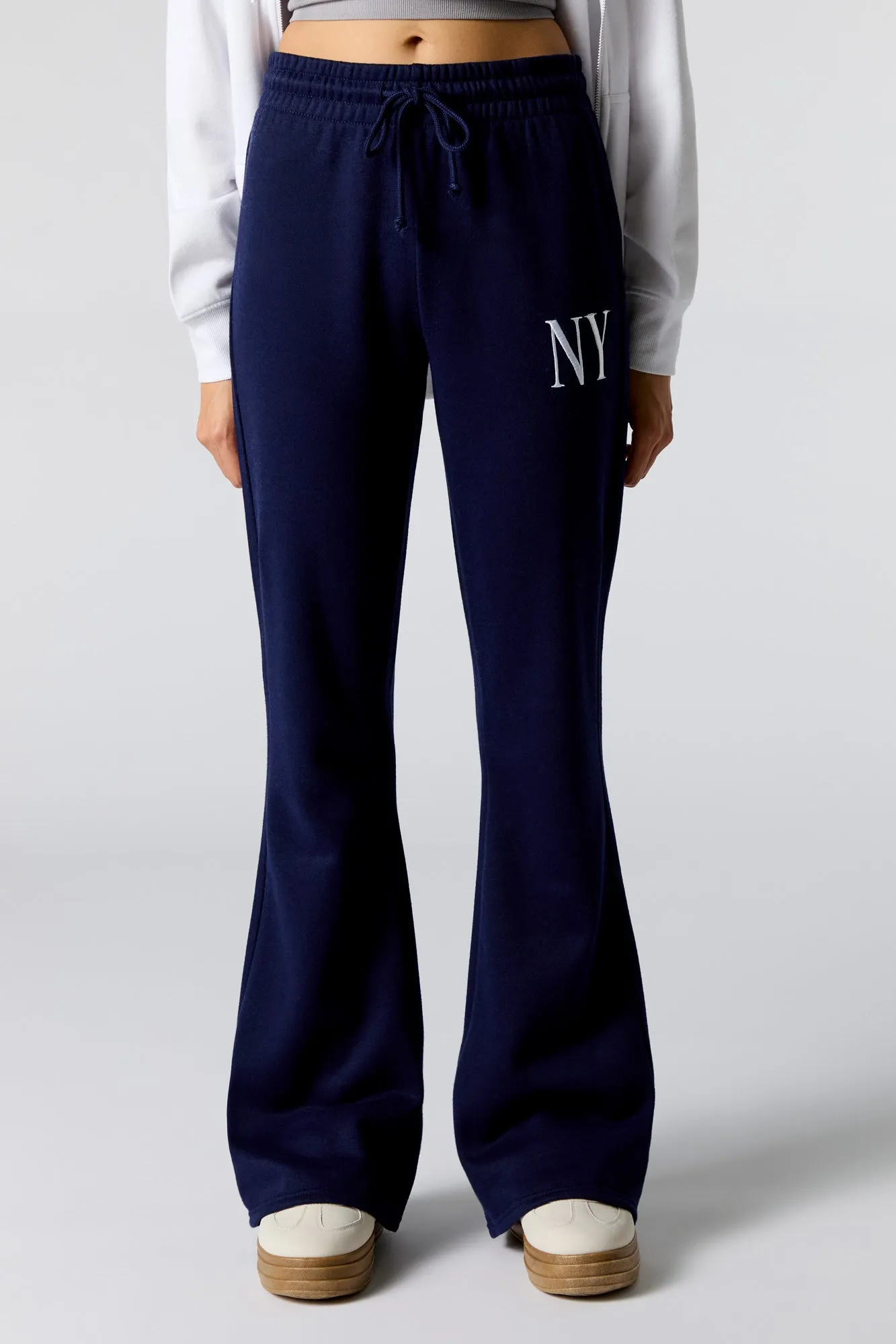 Embroidered Fleece Flare Sweatpant