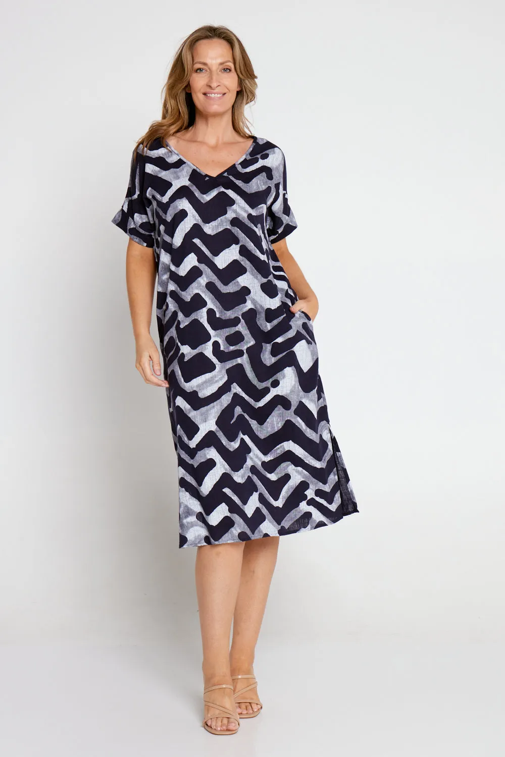 Esiteri Linen Dress - Navy