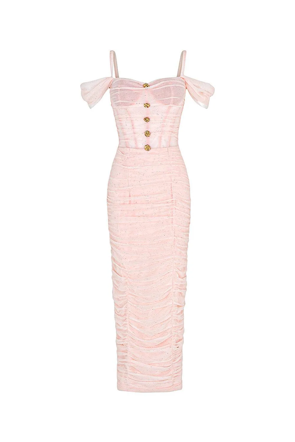 Evelyn Bodycon Cold Shoulder Sleeved Spandex Midi Dress