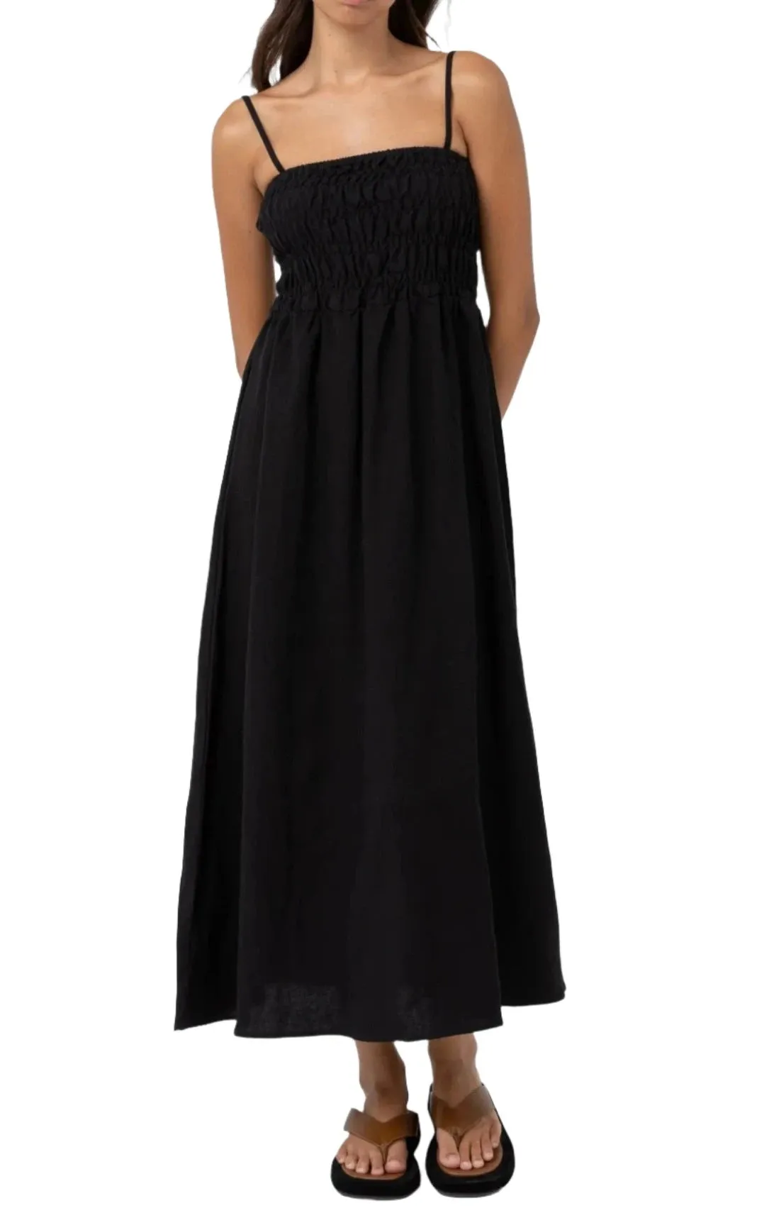 Everyday Classic Shirred Midi Dress