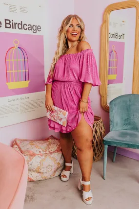 Flight Plans Pleated Dress In Pink Curves