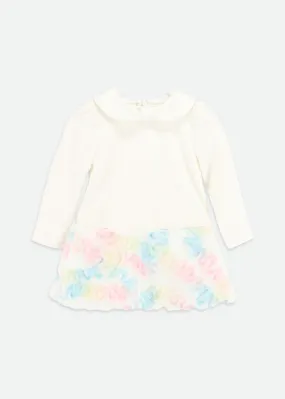 Frances Baby Pastel Fur Trim Dress Snowdrop