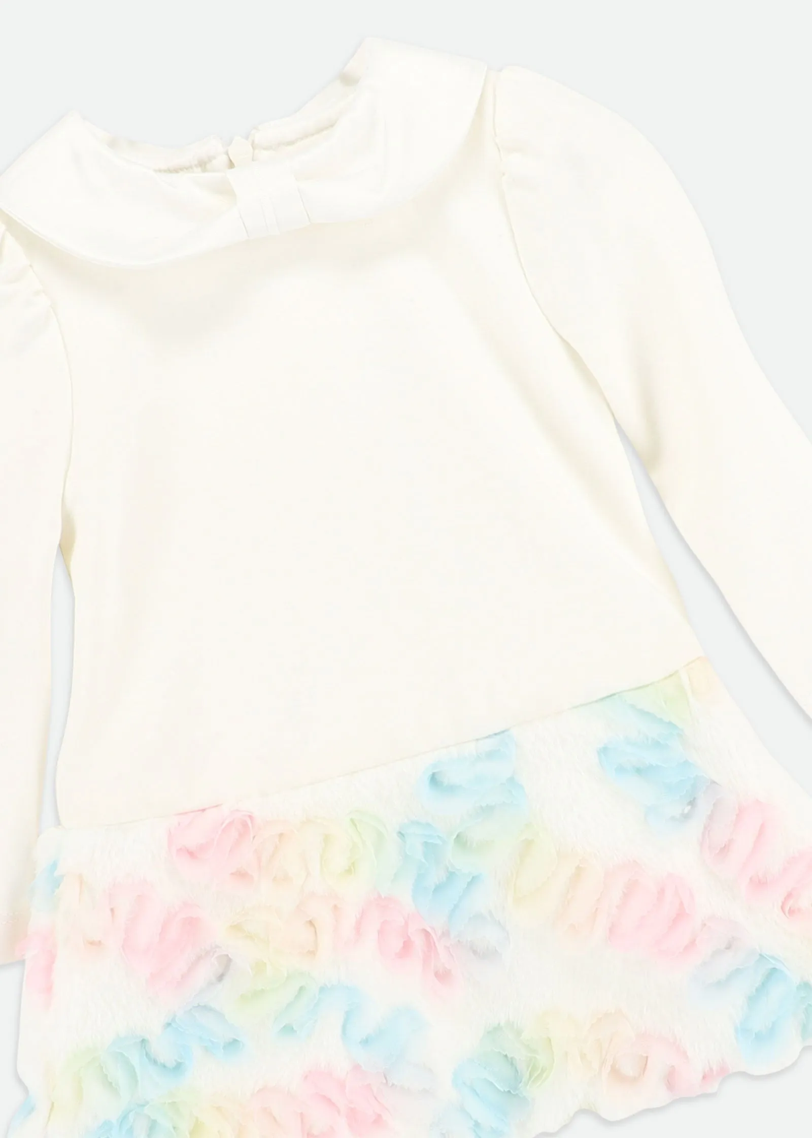 Frances Baby Pastel Fur Trim Dress Snowdrop