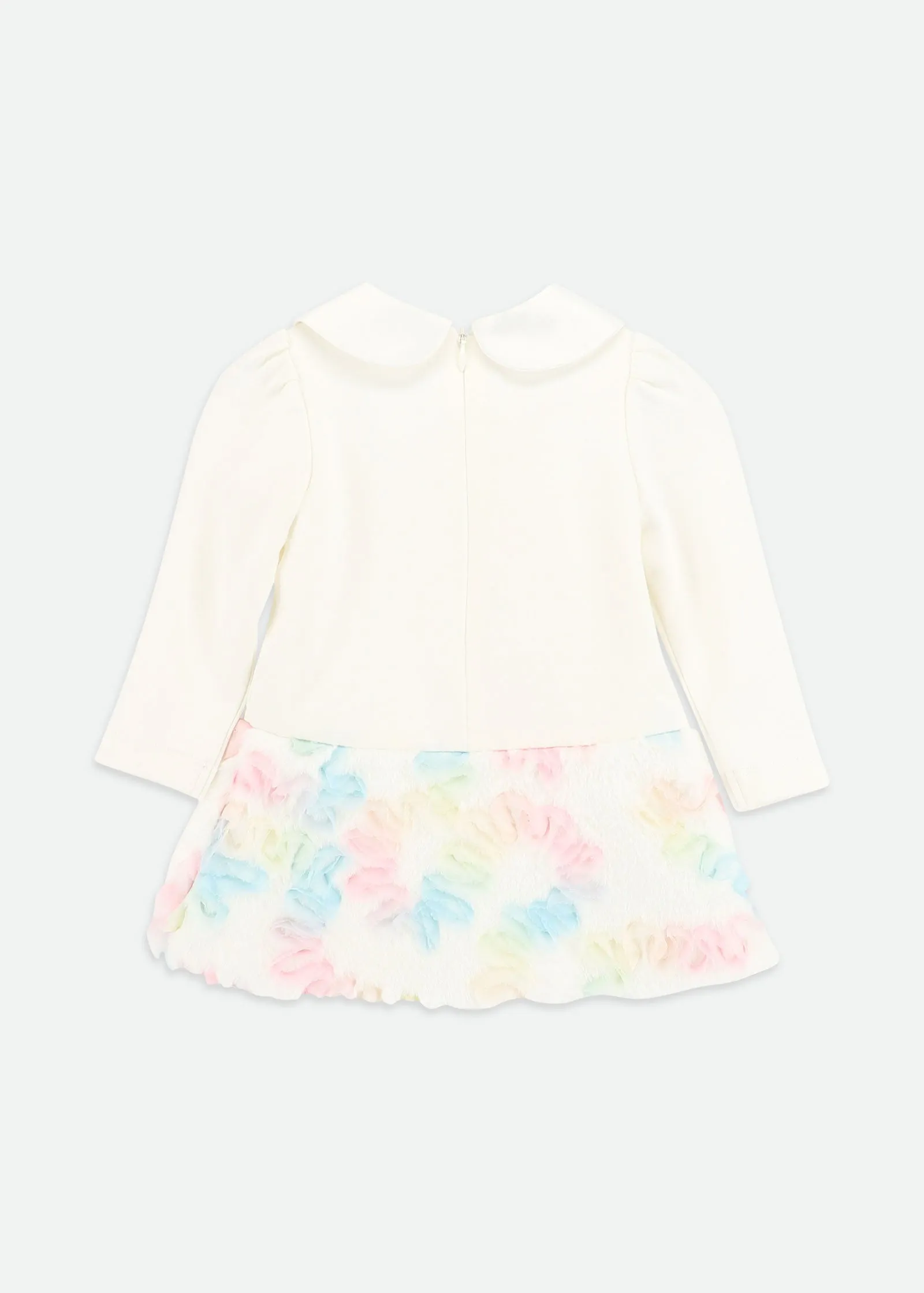 Frances Baby Pastel Fur Trim Dress Snowdrop