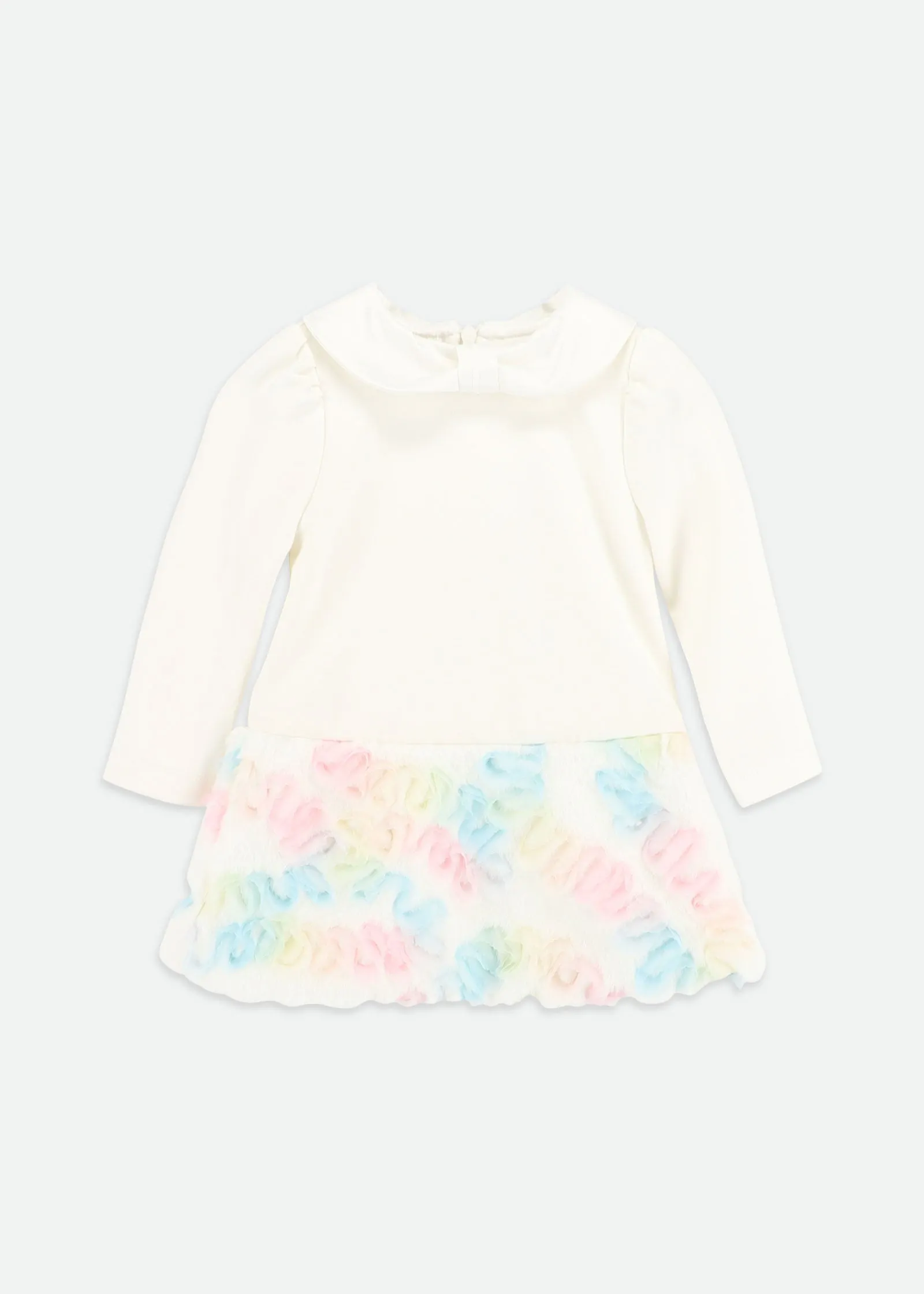 Frances Baby Pastel Fur Trim Dress Snowdrop