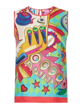 FRANCO FERRARI - ALOE PINBALL SLEEVELSS SILK TOP