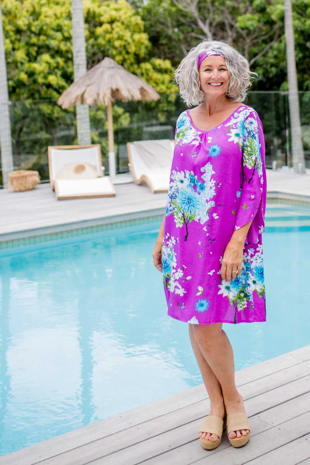 Fresh Florals Summer Dress - Purple