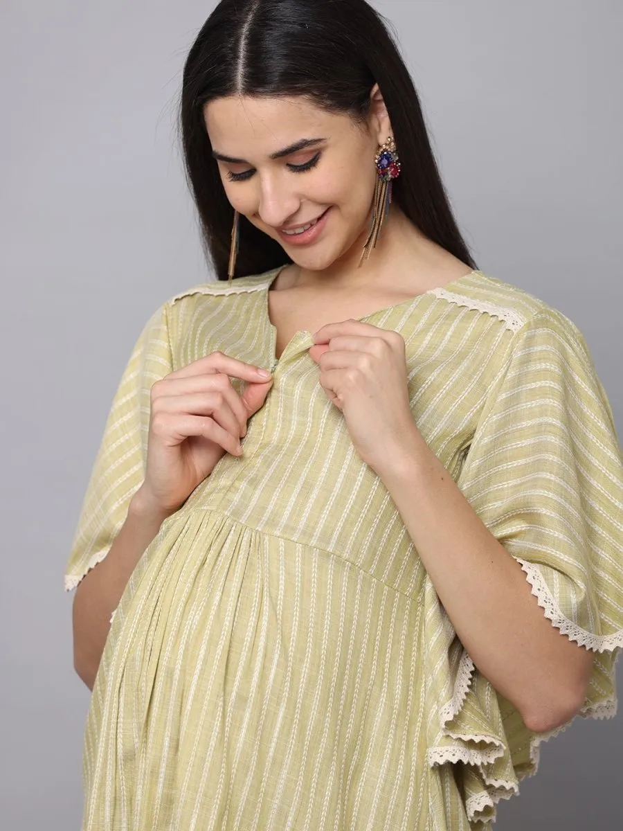 Fresh Mint Maternity Kurta Dress With Nursing