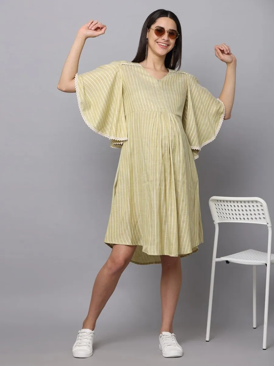 Fresh Mint Maternity Kurta Dress With Nursing