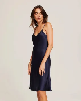 Ginia - Silk Midi Slip - Midnight