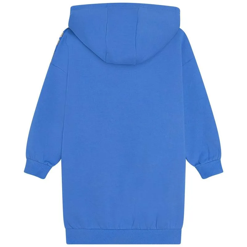 Girls Blue Heart Hooded Dress