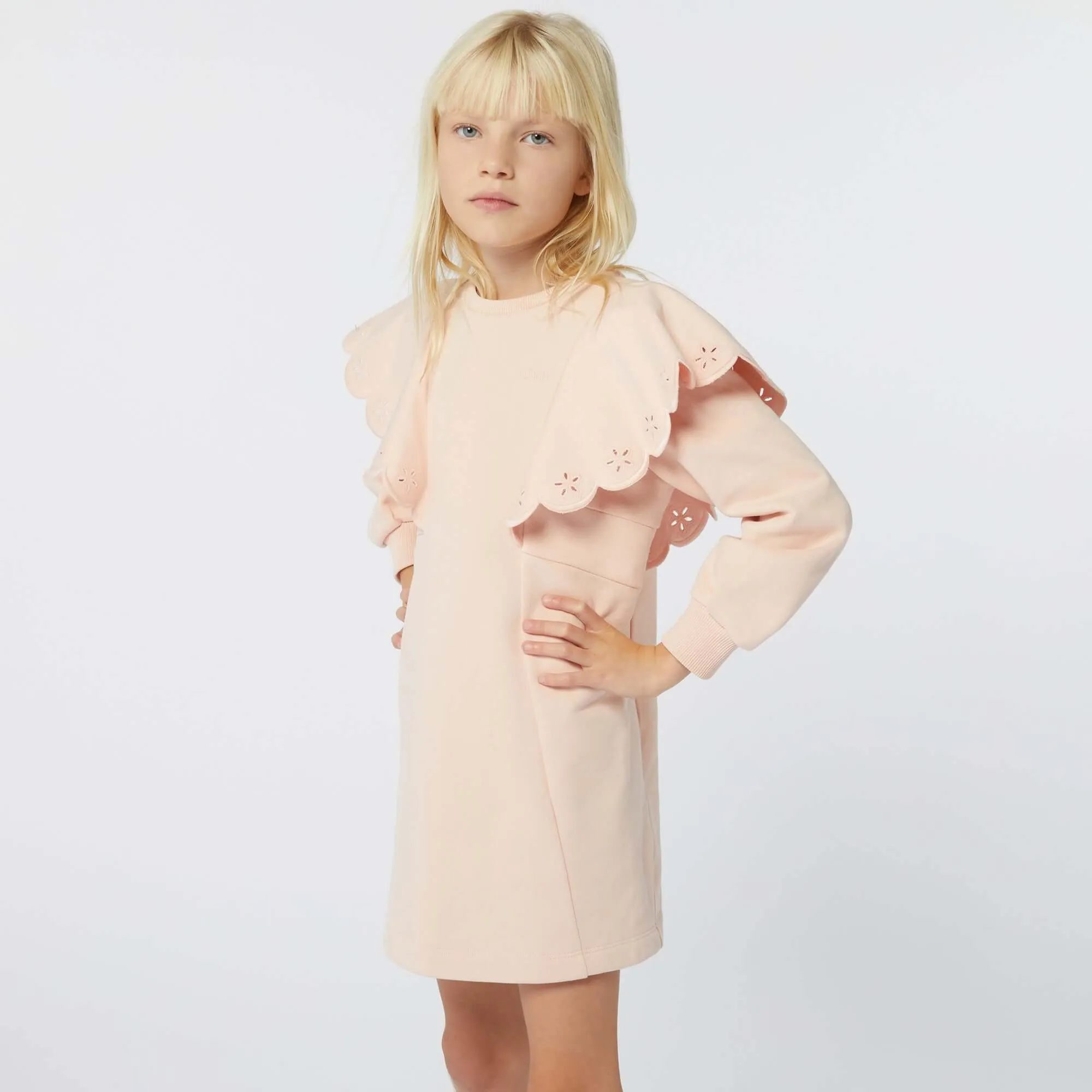 Girls Peach Frill Dress