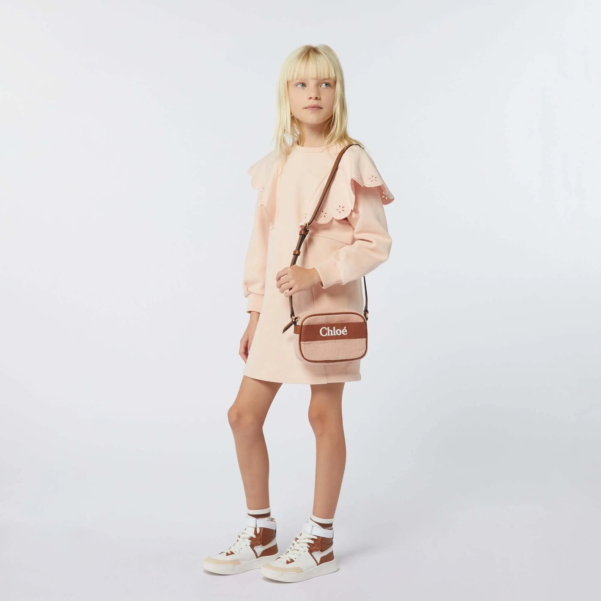 Girls Peach Frill Dress