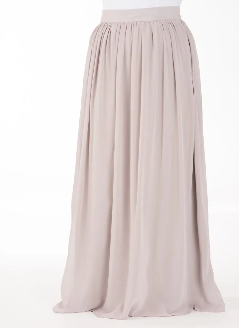 Gray basic chiffon Maxi Skirt