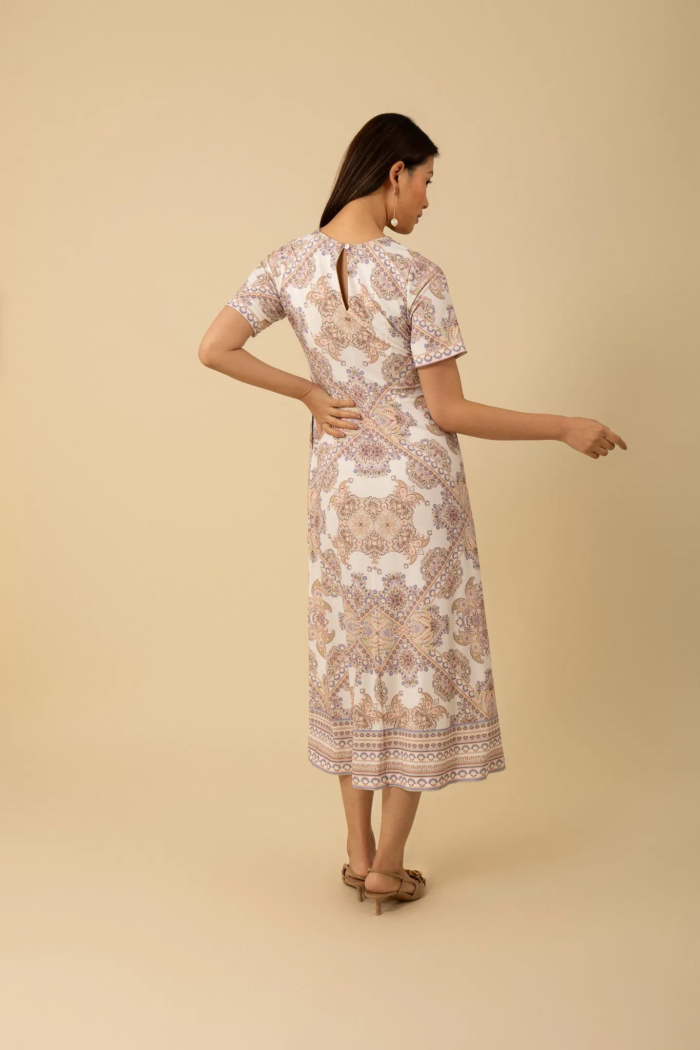 Hale Bob Emberly Short Sleeve Midi Dress - Ivory
