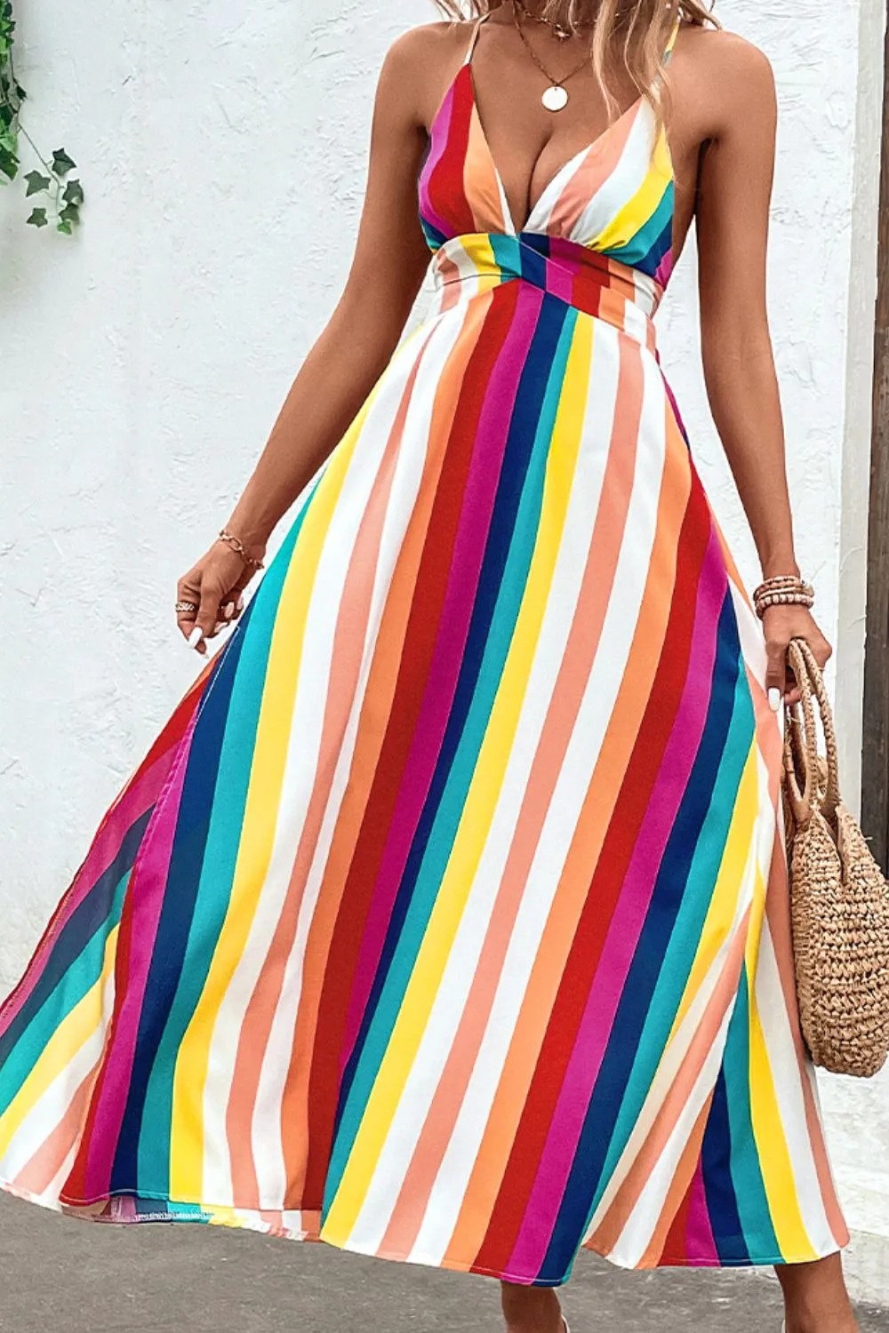 Hannah Stripe Crisscross Back Dress