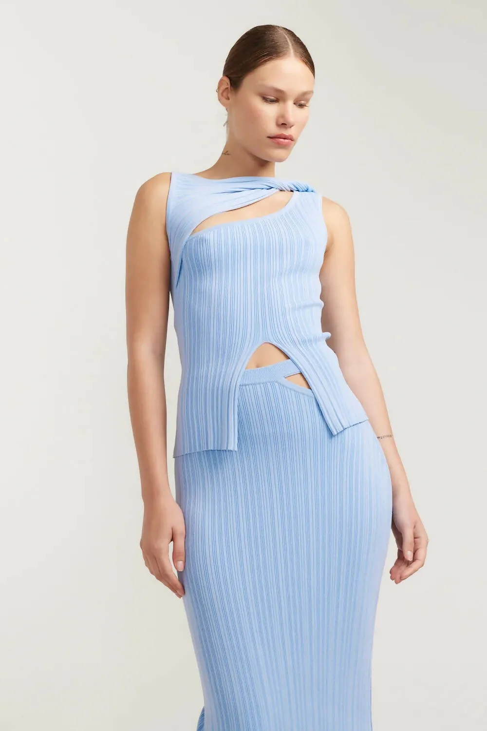 Henne Romee Top and Skirt Set in Sky Blue