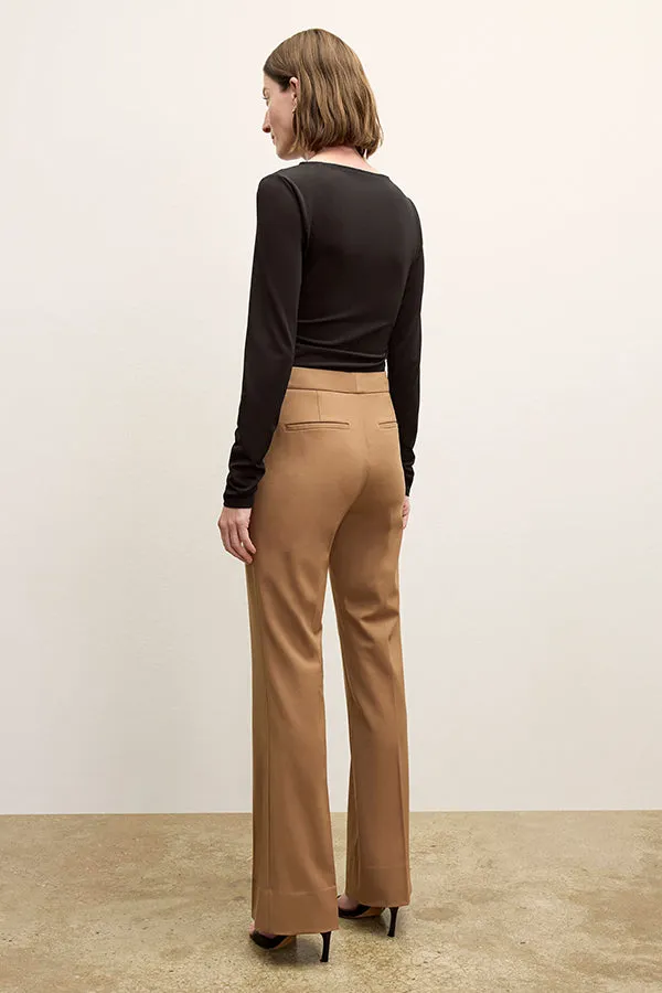 Horton Flare Trouser - Washable Wool Twill :: Camel