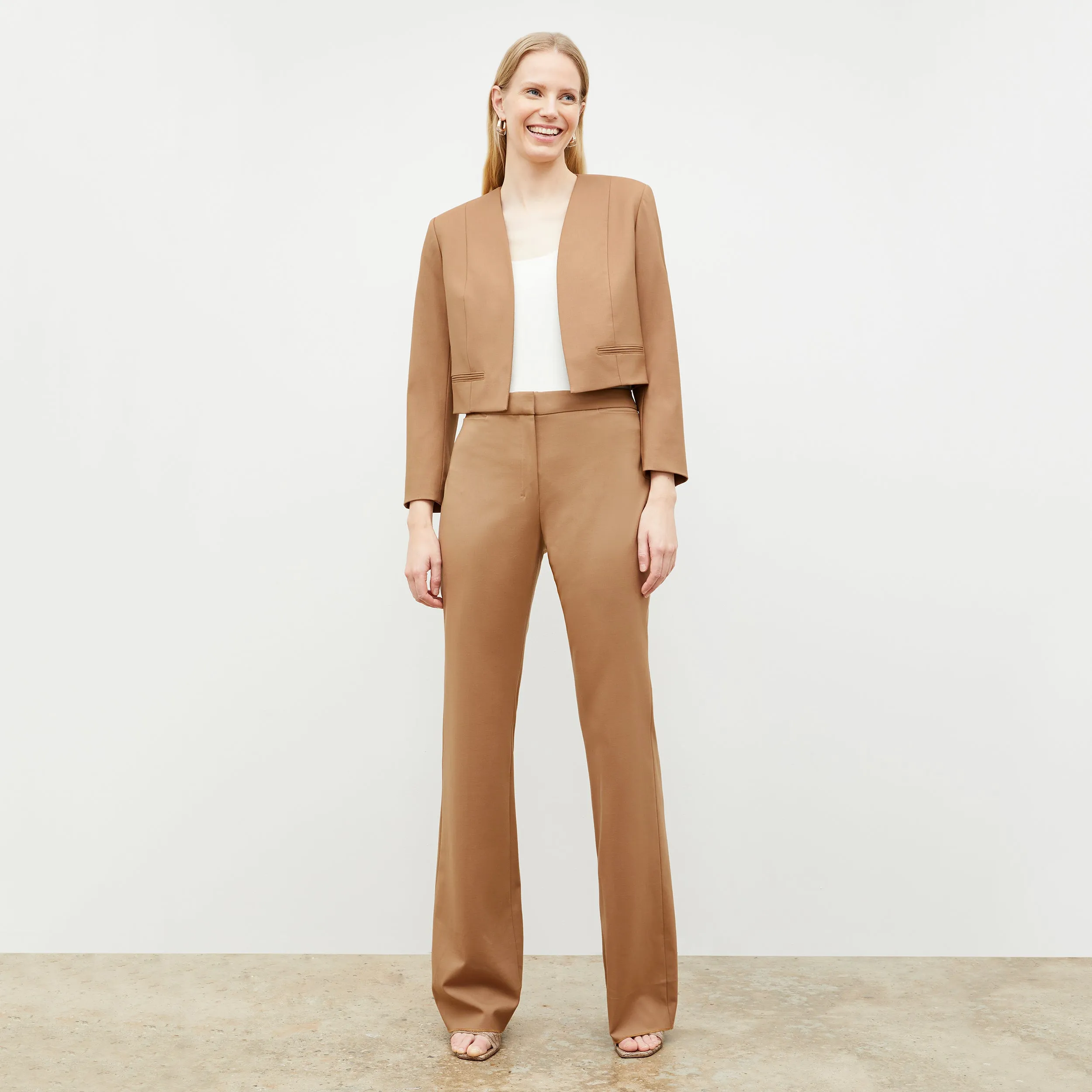 Horton Flare Trouser - Washable Wool Twill :: Camel