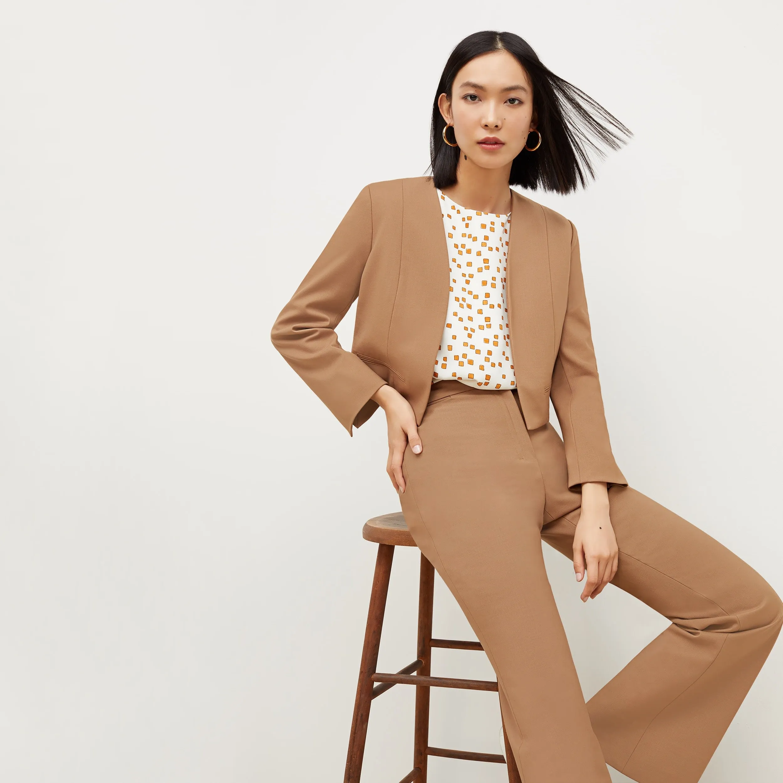 Horton Flare Trouser - Washable Wool Twill :: Camel