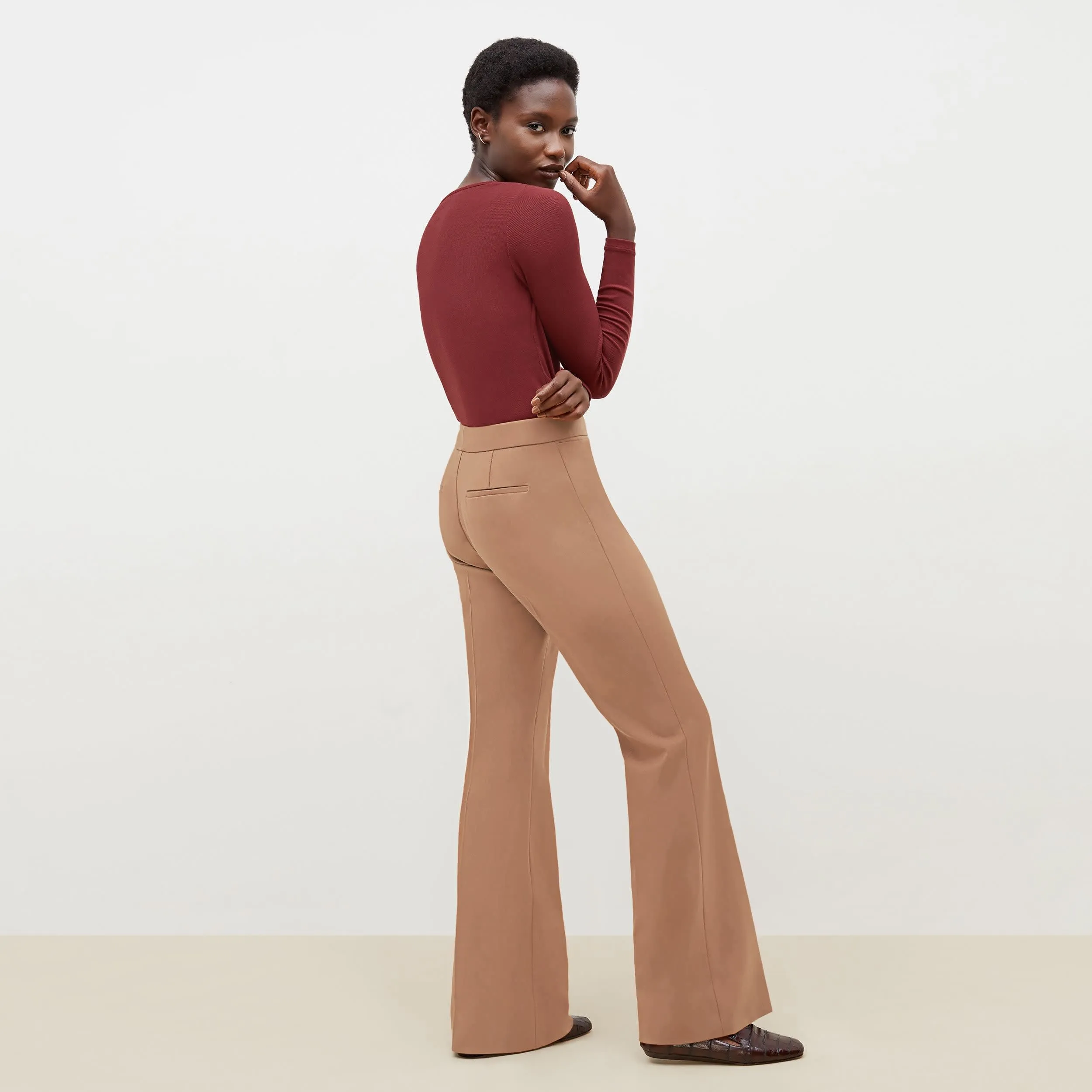 Horton Flare Trouser - Washable Wool Twill :: Camel