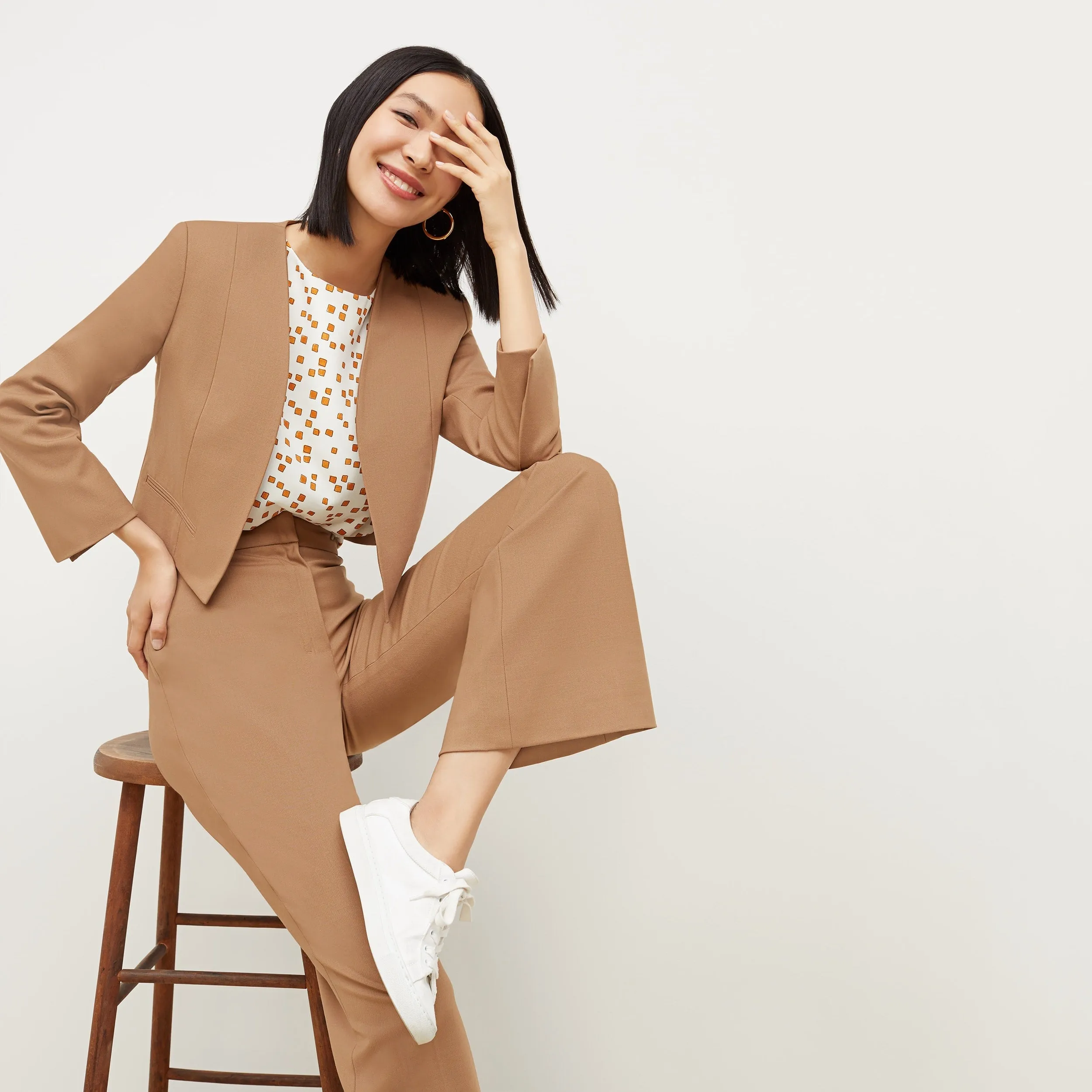 Horton Flare Trouser - Washable Wool Twill :: Camel
