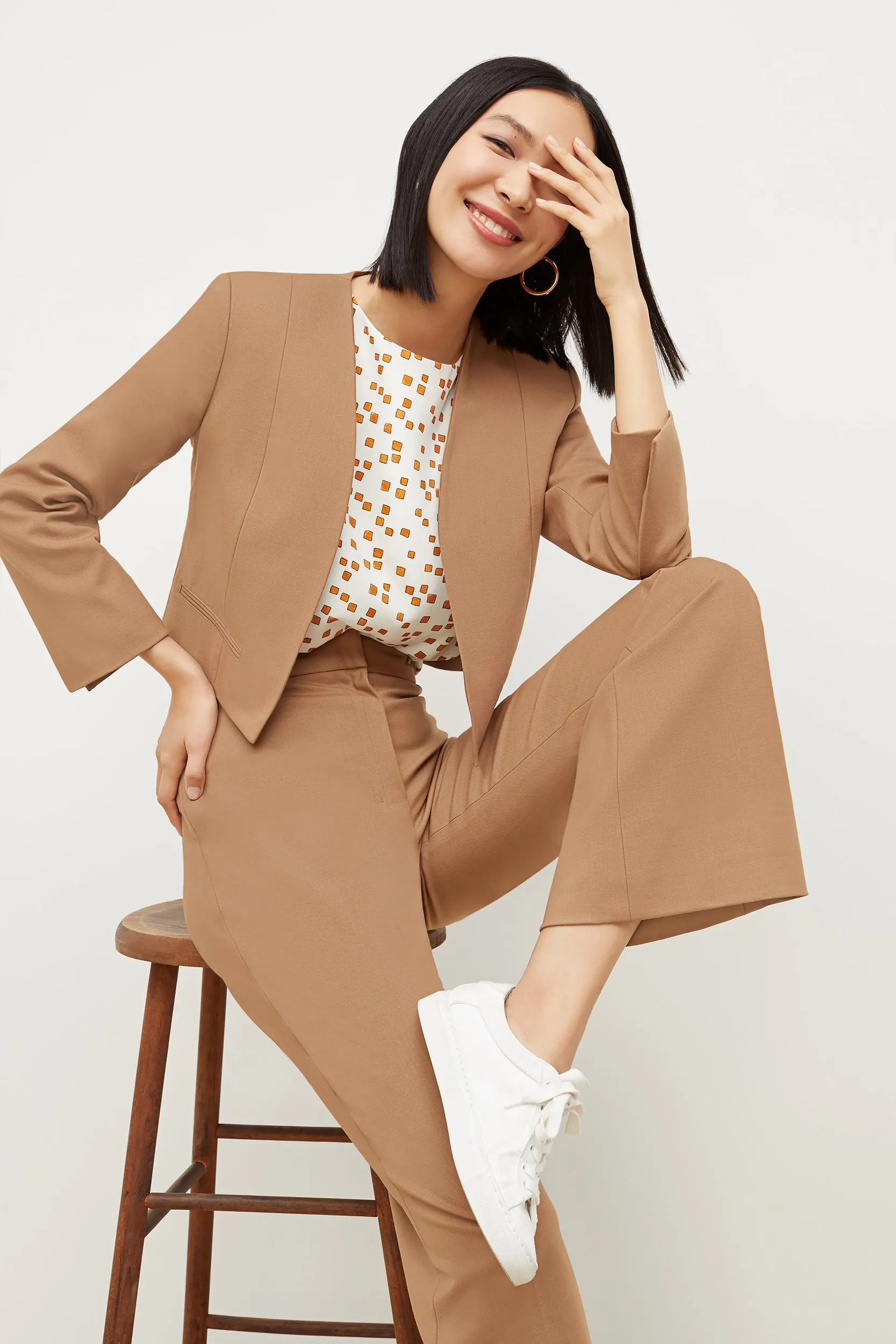 Horton Flare Trouser - Washable Wool Twill :: Camel