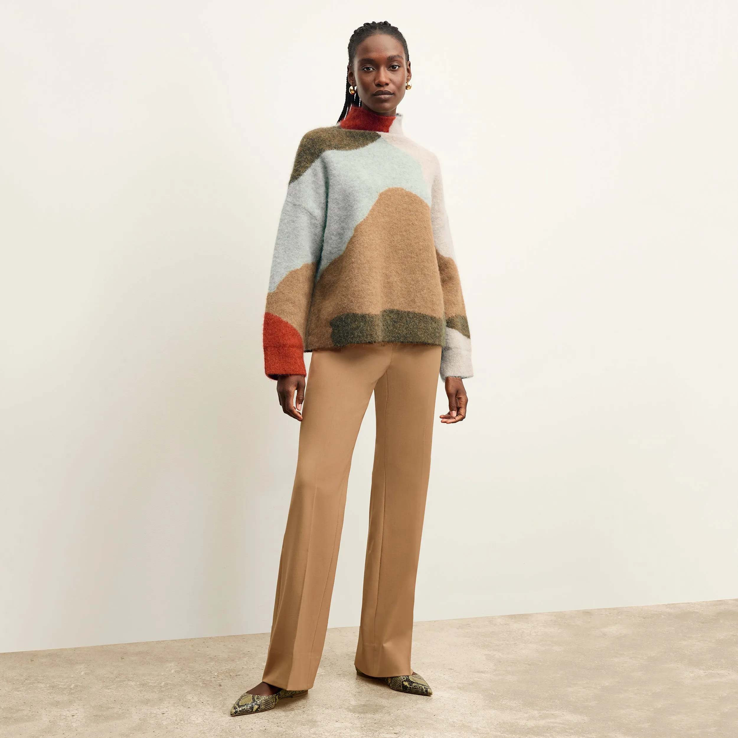 Horton Flare Trouser - Washable Wool Twill :: Camel