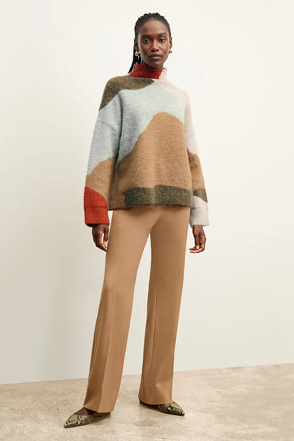 Horton Flare Trouser - Washable Wool Twill :: Camel