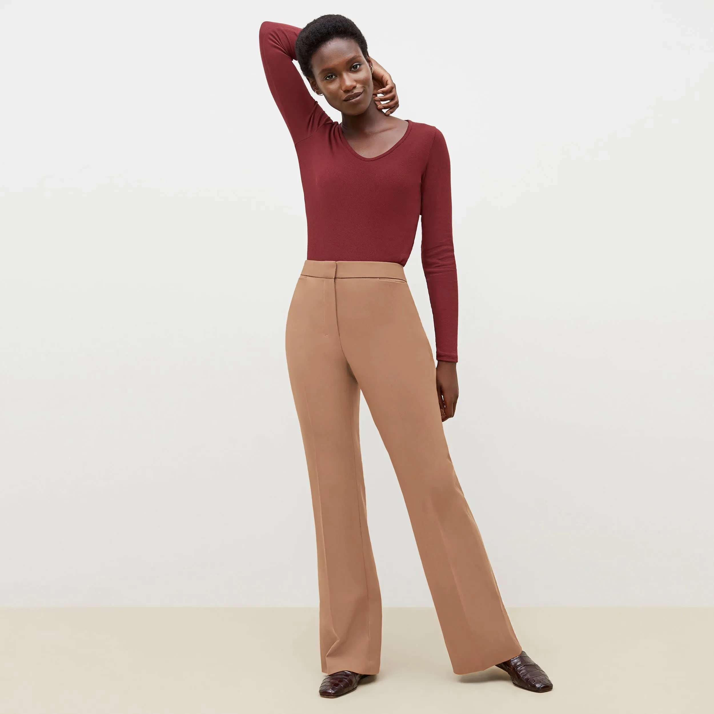Horton Flare Trouser - Washable Wool Twill :: Camel