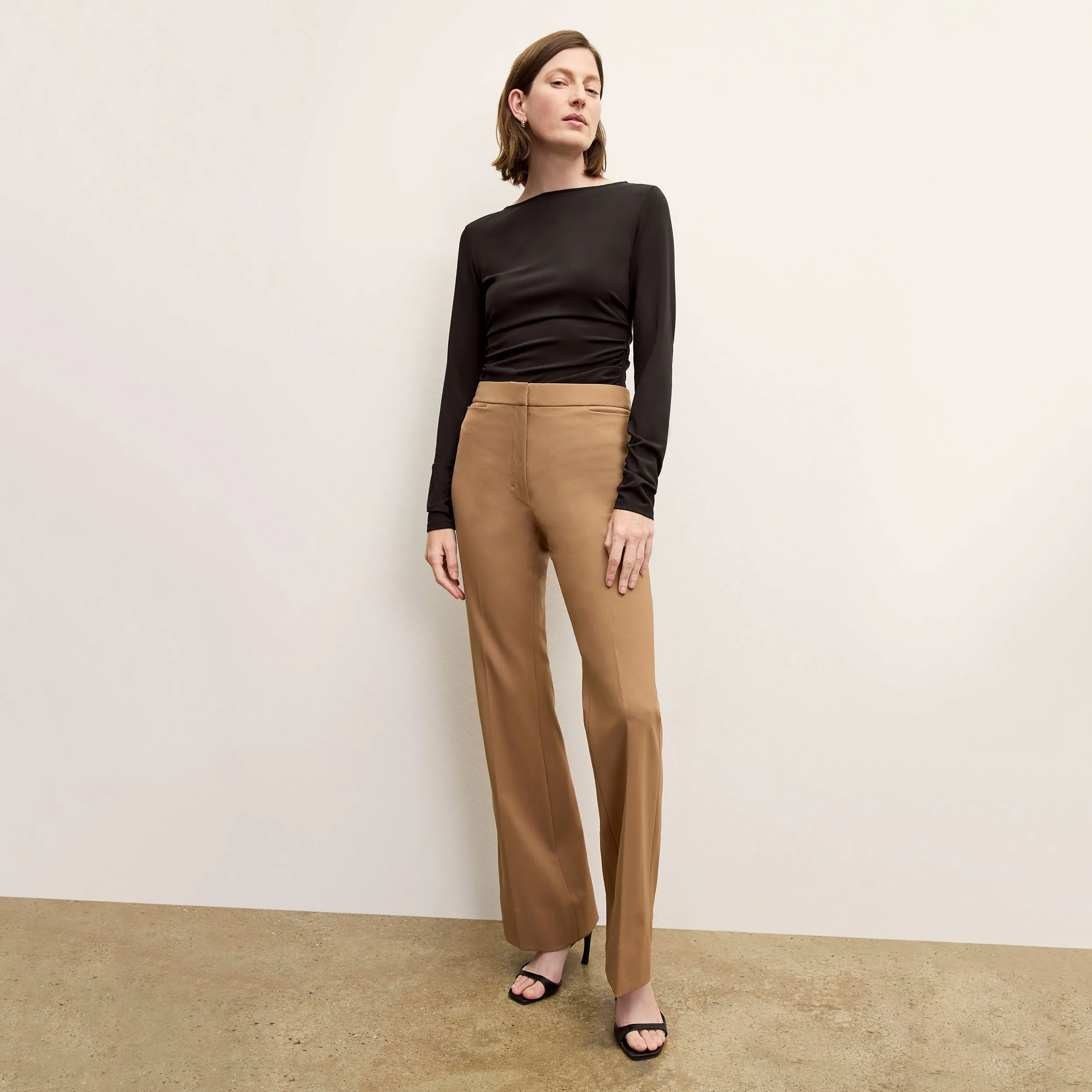 Horton Flare Trouser - Washable Wool Twill :: Camel