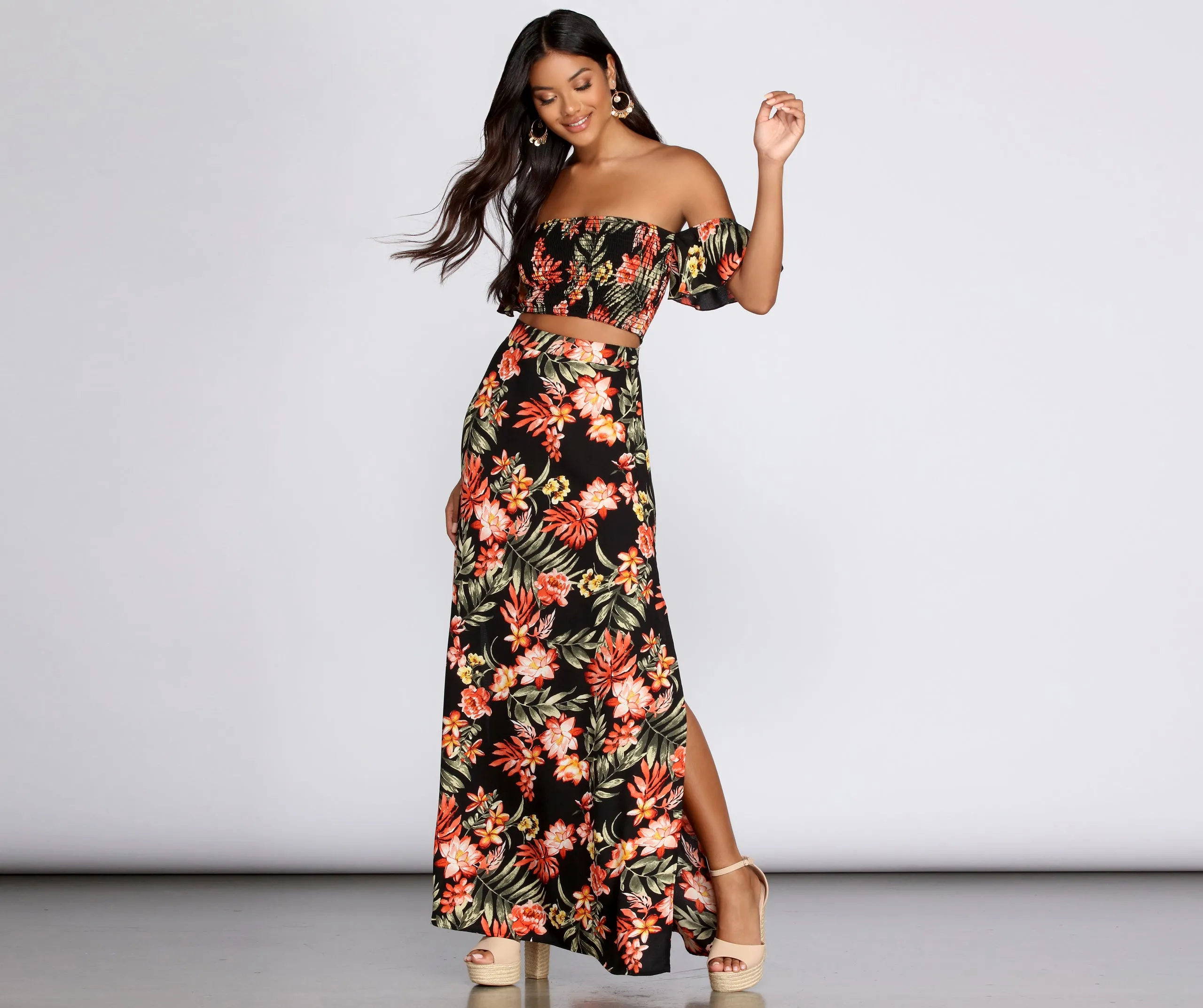 Hot Tropics Side Slit Skirt
