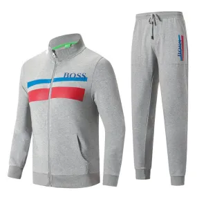 Hugo Boss Zip-Through Tracksuit With Color Block Design- Ash
