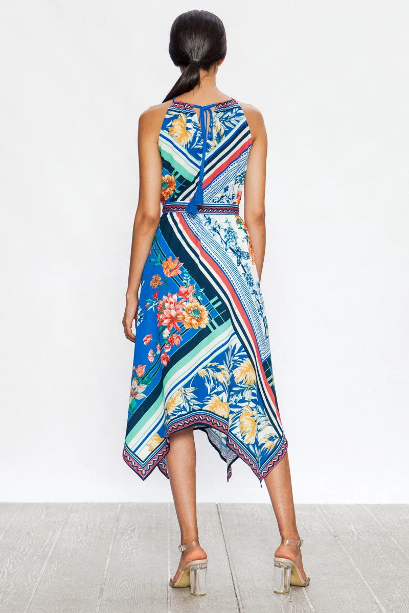 Jealous Tomato Halter Handkerchief Hem Midi Dress