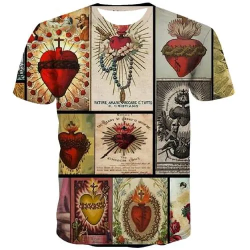 Jesus T-shirt Men Cross Tshirts Casual Christian Tshirts Novelty Flame Tshirt Anime Leisure Tshirts Cool Short Sleeve Punk Rock