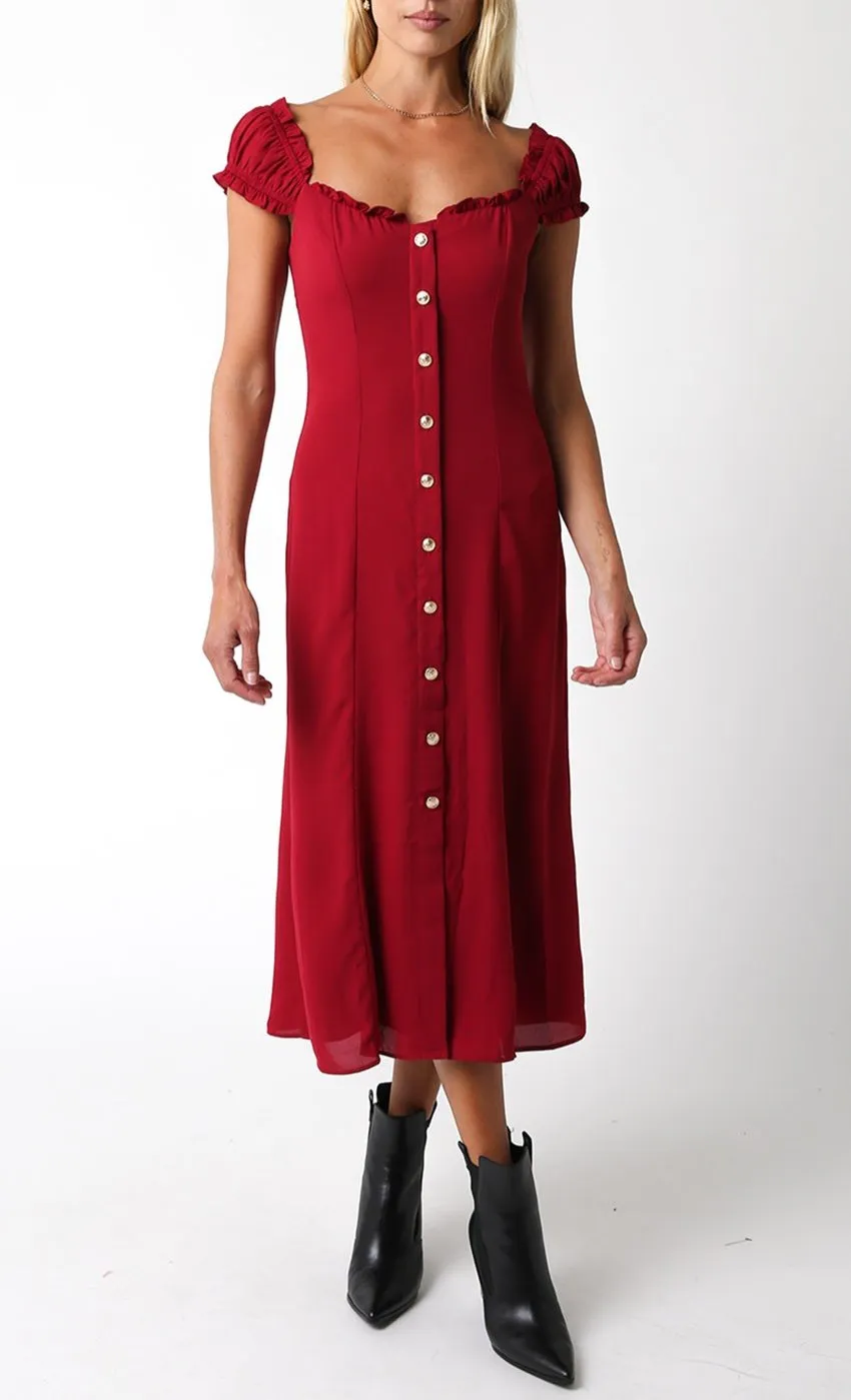 Joelle Button Midi Dress