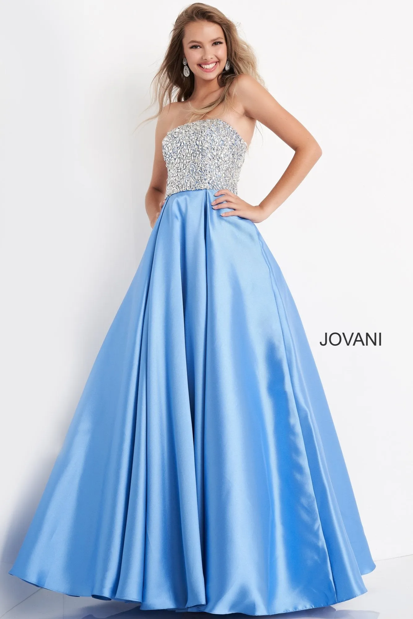 Jovani Kids k66689 Girls Pleated A Line Ballgown Formal Gown Pageant Dress Crystal