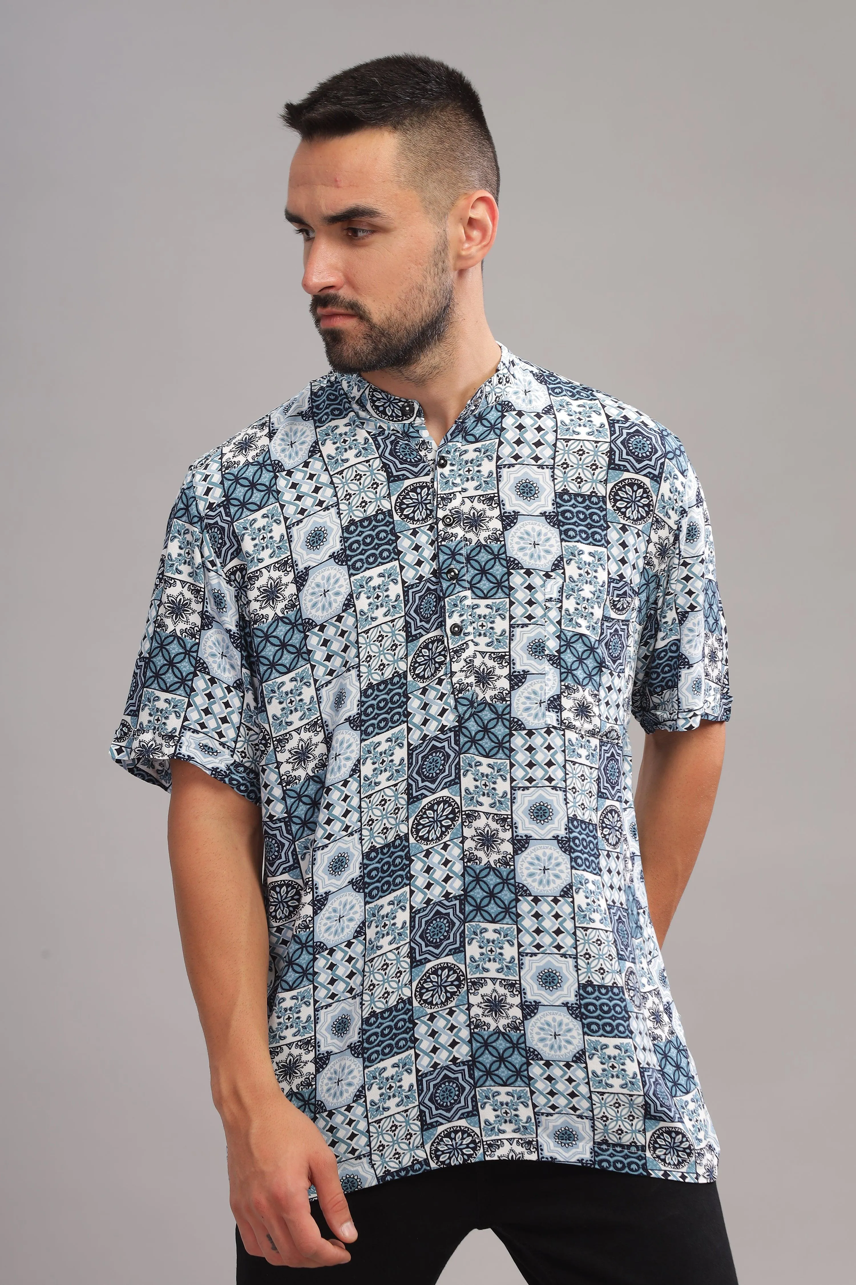 Kaleidoscope Printed Half sleeves Kurta Shirt
