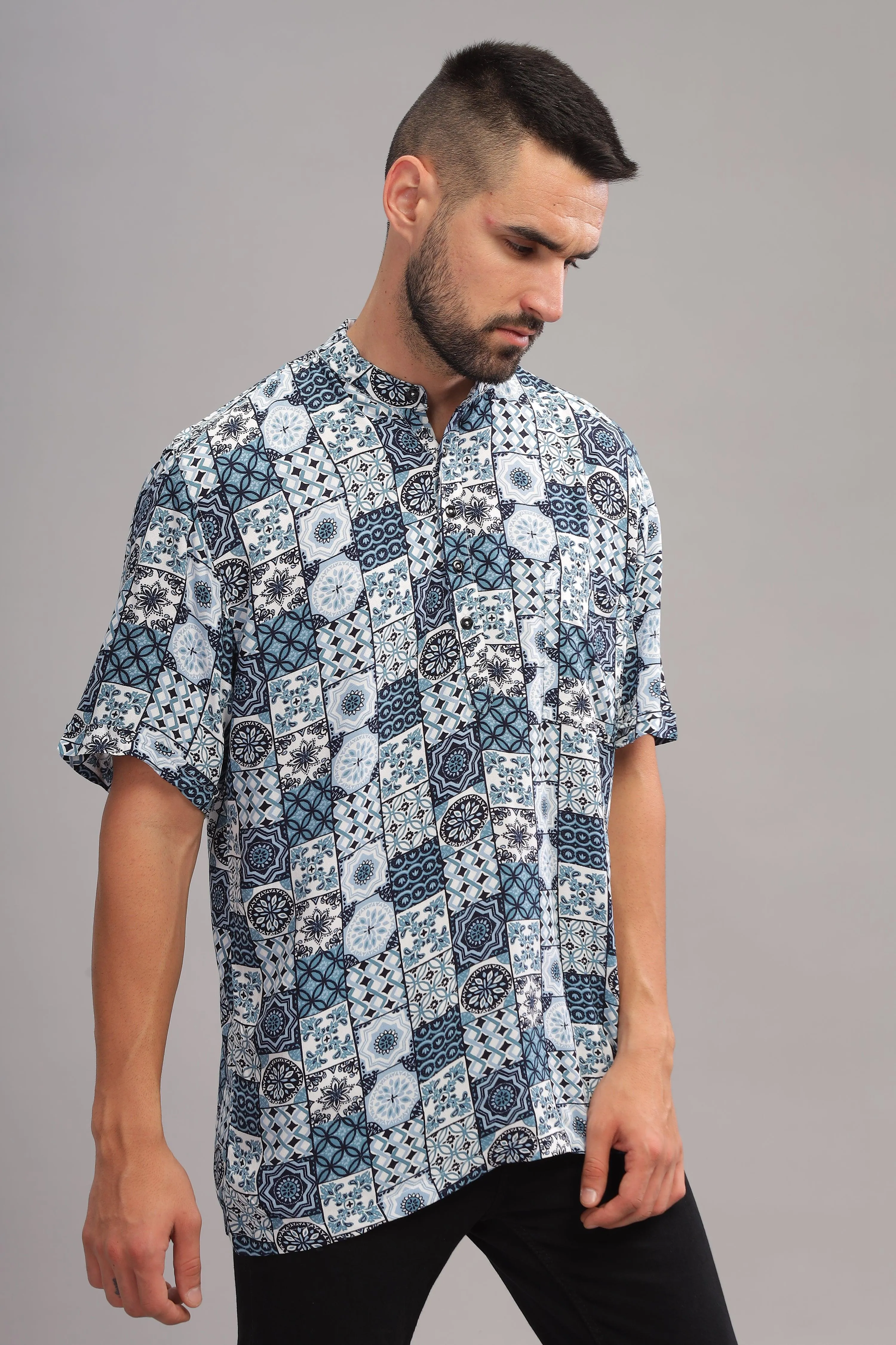 Kaleidoscope Printed Half sleeves Kurta Shirt