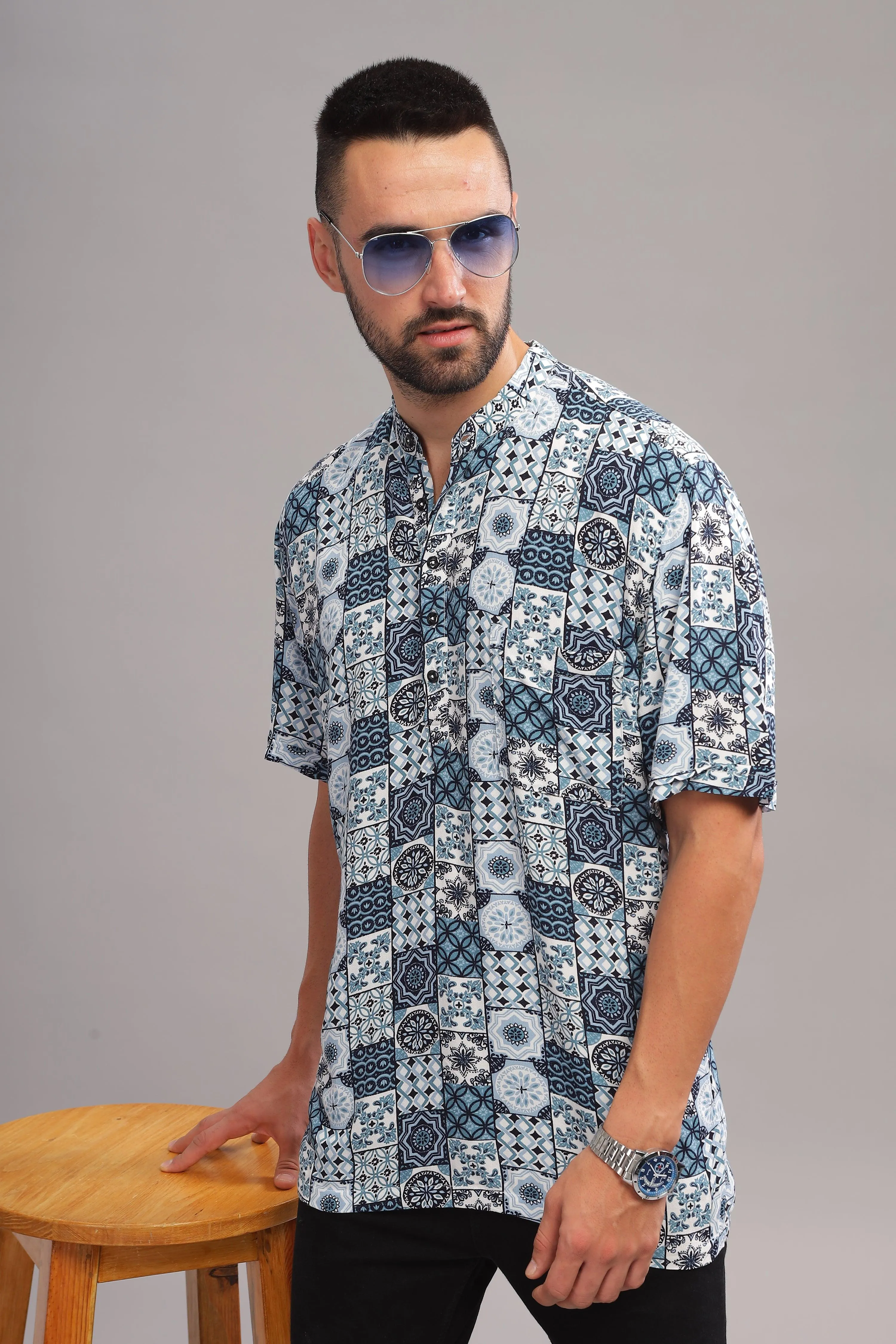 Kaleidoscope Printed Half sleeves Kurta Shirt