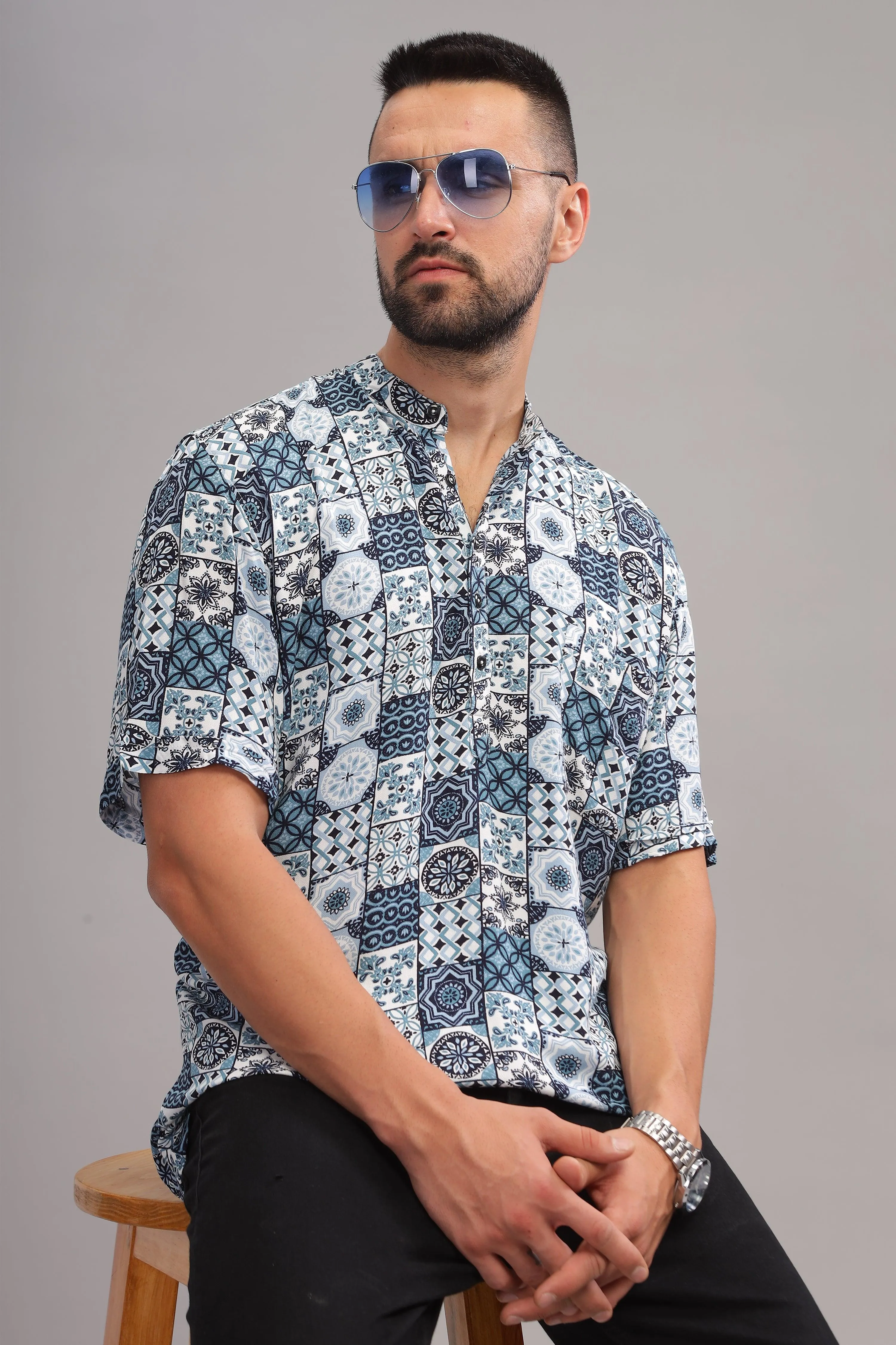 Kaleidoscope Printed Half sleeves Kurta Shirt