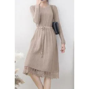 Ketty More  Women Slim Long Sleeve Solid Color Dress-KMWDC2531